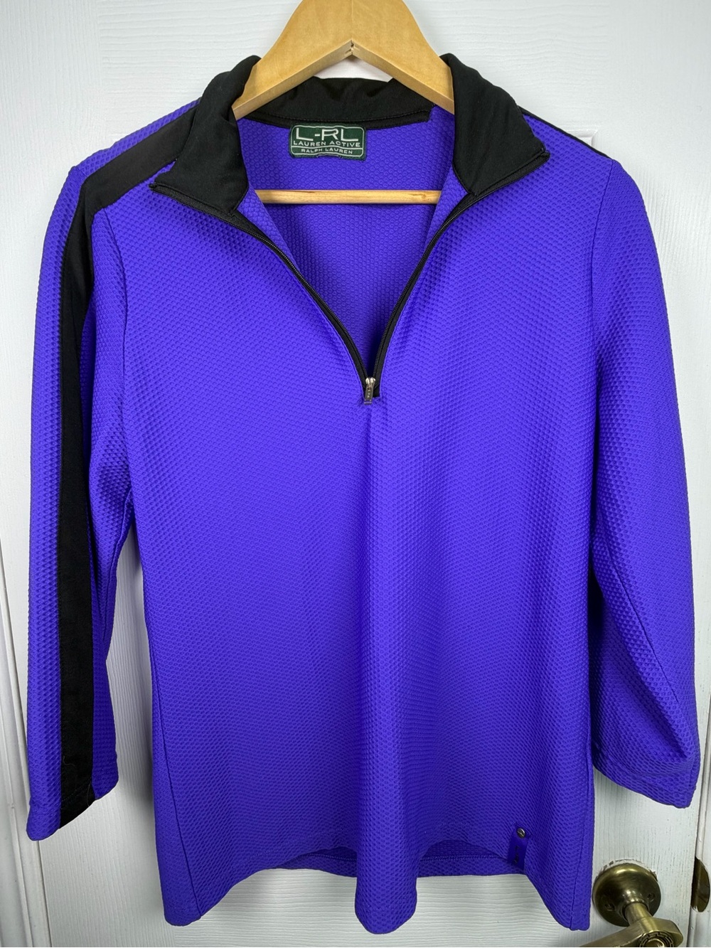 Lauren Ralph Lauren Active Half-Zip Jacket M Purple Black Waffle Performance